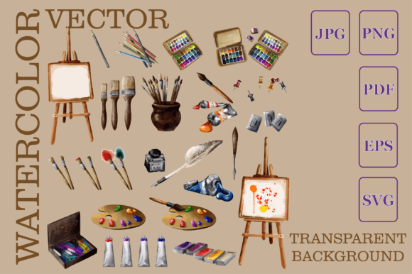 Art School Supplies Graphics for Creative Projects