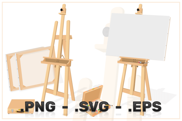 Art Studio with Easel and Paints – A Graphic Design Asset for Creative Content