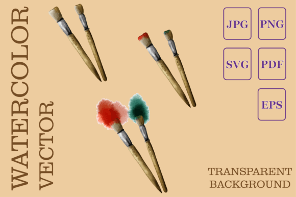 Different Art Brushes Vector Watercolor for Graphics and Illustrations