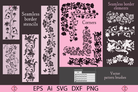 Floral Borders, Stencils, Corners and Ve for Graphics & Crafts