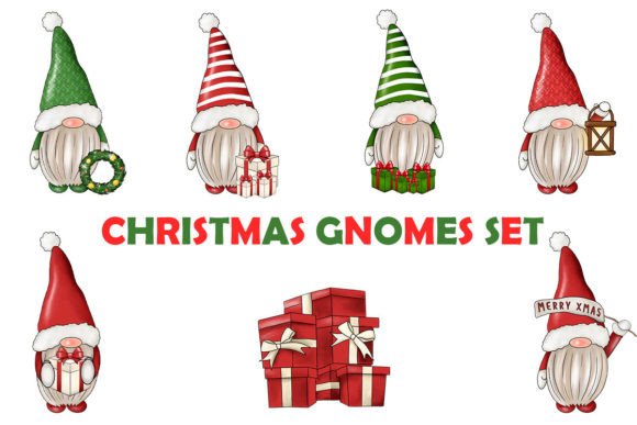 Hand-painted Christmas Gnomes Set: A Graphic Design Asset for Festive Illustrations