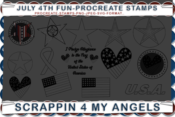 July 4th Procreate Stamps Review for Embroidery Projects
