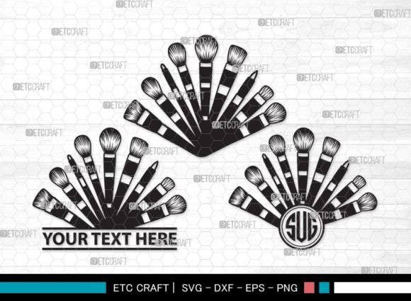 Makeup Brushes Monogram SVG for Crafts and Graphics