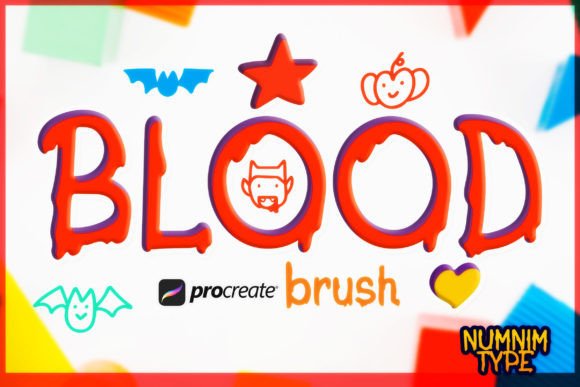 Procreate Brush Blood Kids Alphabet a-Z for Brand Graphics