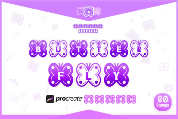 Procreate Brush Butterfly Alphabet a-z for Graphics and Branding