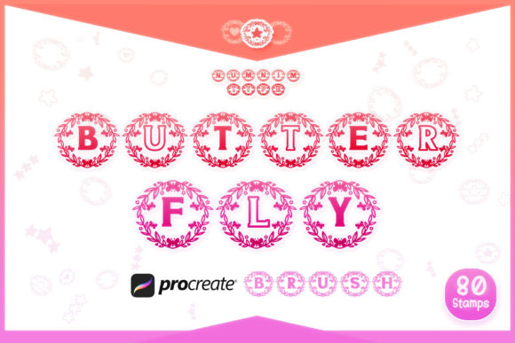 Procreate Brush Butterfly Wreath Letters for Graphic Design