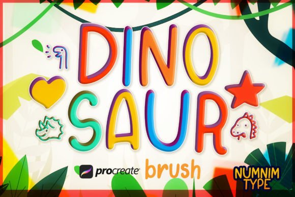 Procreate Brush Dinosaur Kids Letter a-Z - Graphics for Creative Brands