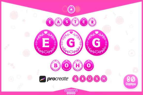 Procreate Brush Easter Egg Boho Alphabet for Graphics and Brushes
