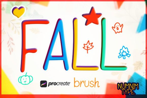 Procreate Brush Fall Kids Alphabet a-Z for Graphic Design
