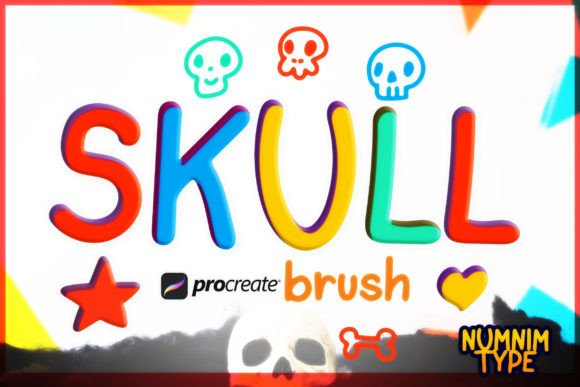 Procreate Brush Halloween Skull Kids a-Z Graphics