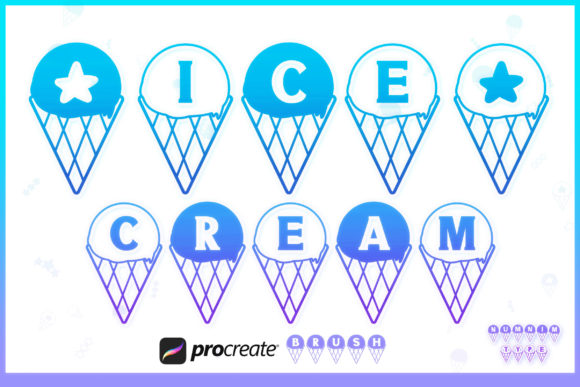 Procreate Brush Ice Cream Cone Alphabet for Graphics and Brushes