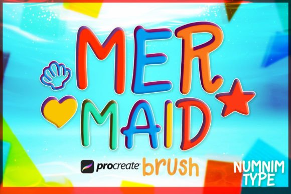 Procreate Brush Mermaid Kid Alphabet a-Z for Graphics and Brushes