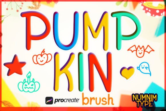 Procreate Brush Pumpkin Kids Letter a-Z for Graphic Design
