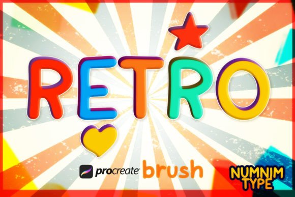 Procreate Brush Retro Kids Alphabet a-Z for Crafting and Graphics