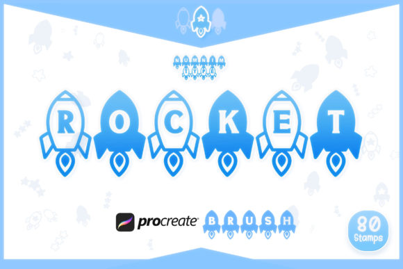 Procreate Brush Rocket Kids Alphabet a-z for Graphics and Brushes