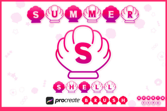 Procreate Brush Summer Shell Alphabet for Graphics and Brushes