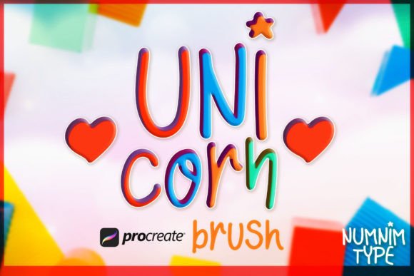 Procreate Brush Unicorn Kid Alphabet a-Z for Graphics and Branding