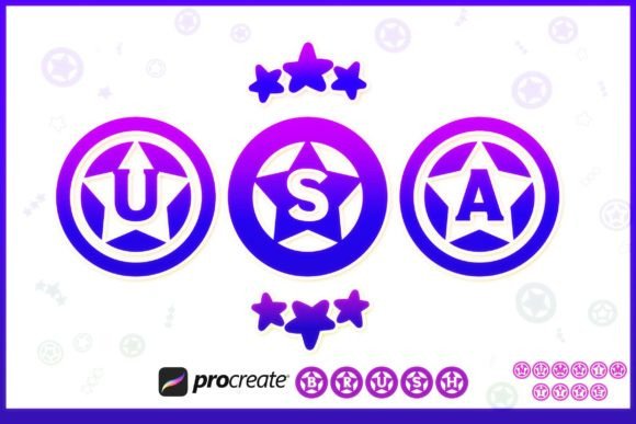 Procreate Brush USA Independence Day a-Z Graphics