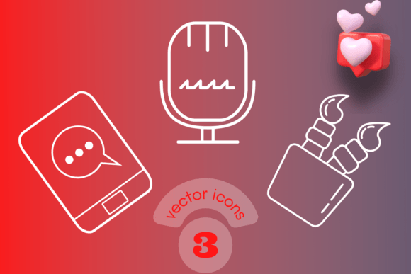 Vector Icons Phone, Microphone, Brushes – Free Graphics for Modern Blog Design