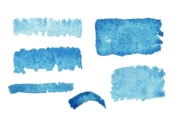 Watercolor Blue Brushes Set for Web and Editorial Design